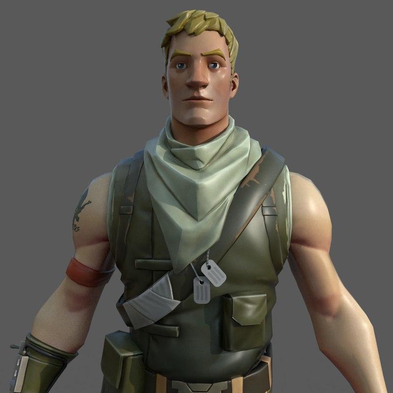 view the full image fortnite male character 3d models turbosquid - fortnite no skin jonesy